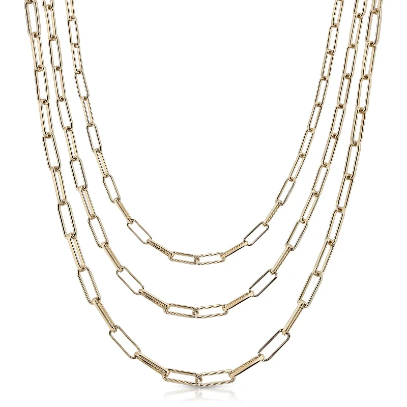 Custom chain necklaces for women-Triple Elongated Link Chain Necklace