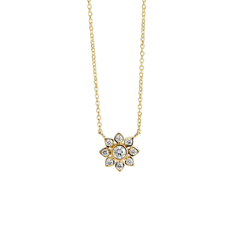 Crystal necklaces for women-Diamond Flower Necklace