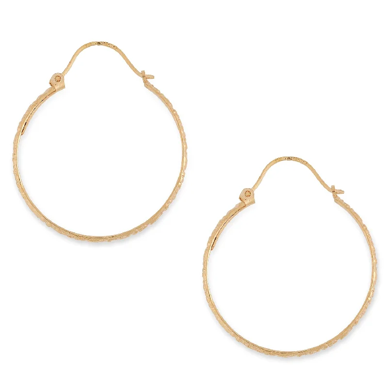 Ladies Earrings Artistic -Patterned Hoop Earrings 9 carat Yellow Gold