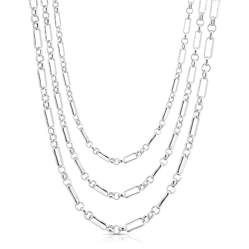 Statement necklaces for women-Triple Small Multi Link Chain Necklace