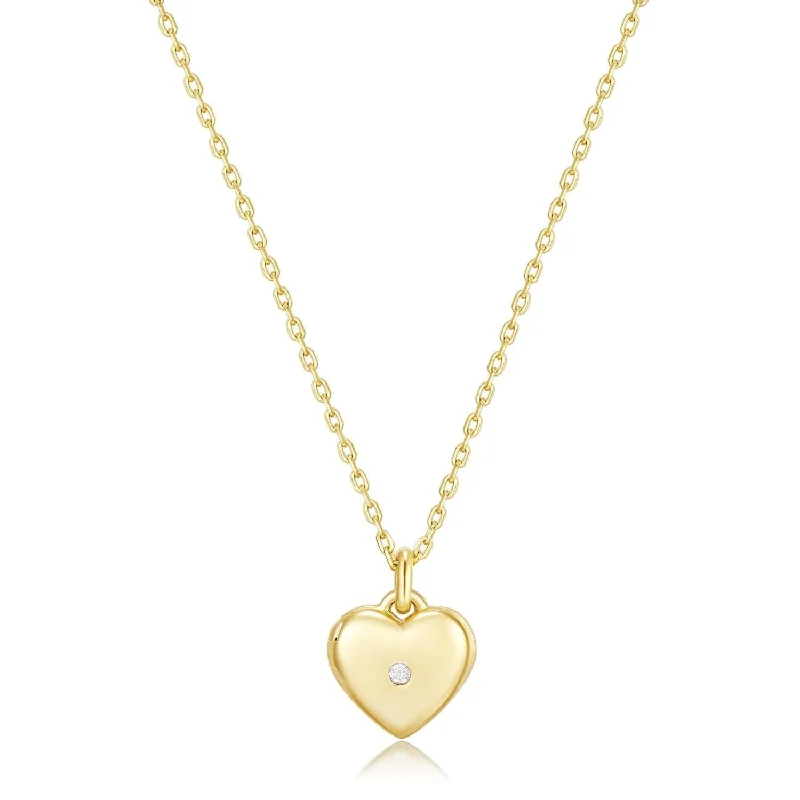 Wedding choker necklaces for women-Mini Heart Locket Necklace With Cz