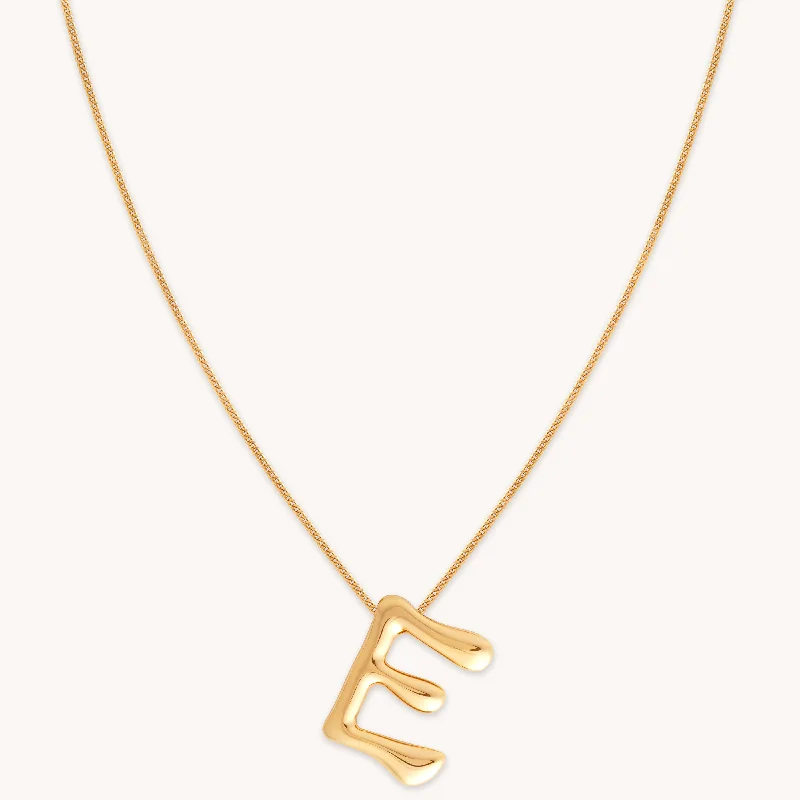 Minimalist silver necklaces for women-E Initial Bold Pendant Necklace in Gold