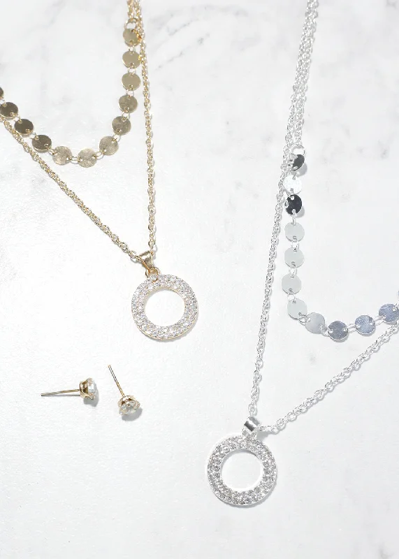 Long necklaces for women-Circle & Sequin Necklace