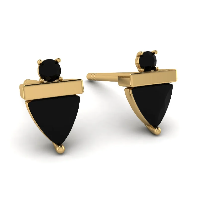 Ladies Earrings Giant -Triangle Black Diamond Earrings With Round Stone - Estella No. 37