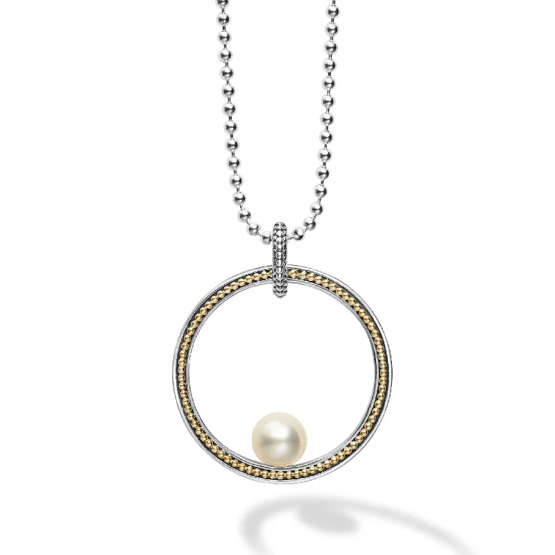 Wedding choker necklaces for women-Luna Circle Pearl Statement Necklace