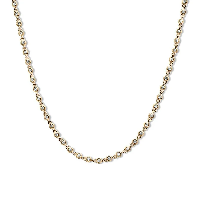 Layered gold necklaces for women-Eternity line Round Stone Tennis Necklace