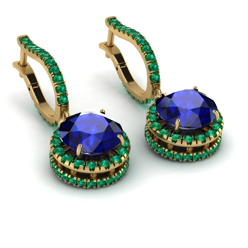 Ladies Earrings Spinning -Hidden Halo Sapphire Hoop Earrings - Catalina No. 28