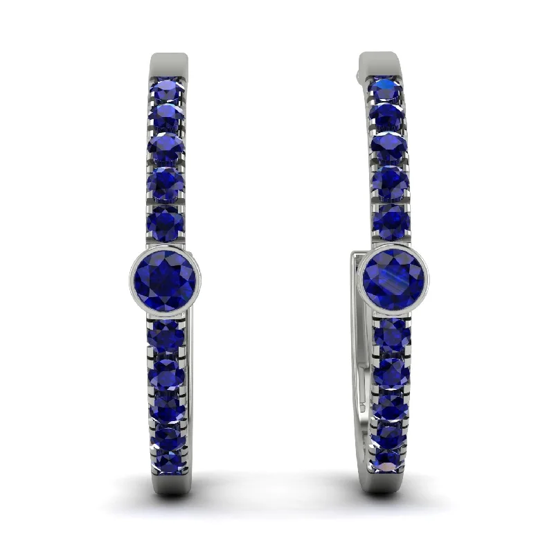 Ladies Earrings Velvet -Hoop Sapphire Earrings Micro Pave - Ansley No. 75