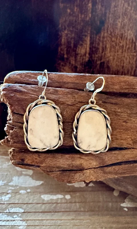 Ladies Earrings Street -WHITE BUFFALO Sterling Silver Rope Earrings