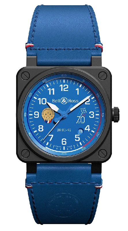 Unisex watch smart technology -Bell & Ross BR03-92 Patrouille De France 70th Anniversary Blue 42mm Watch