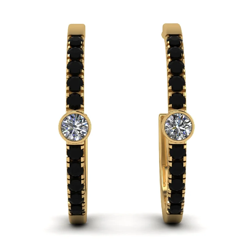 Ladies Earrings Cultural -Hoop Diamond Earrings Micro Pave - Ansley No. 31