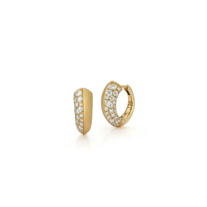 Ladies Earrings Twisted -Frankie Half Diamond Huggies