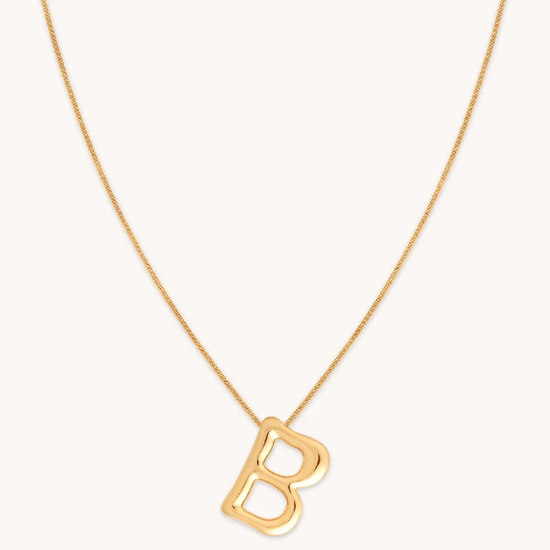 Statement necklaces for women-B Initial Bold Pendant Necklace in Gold