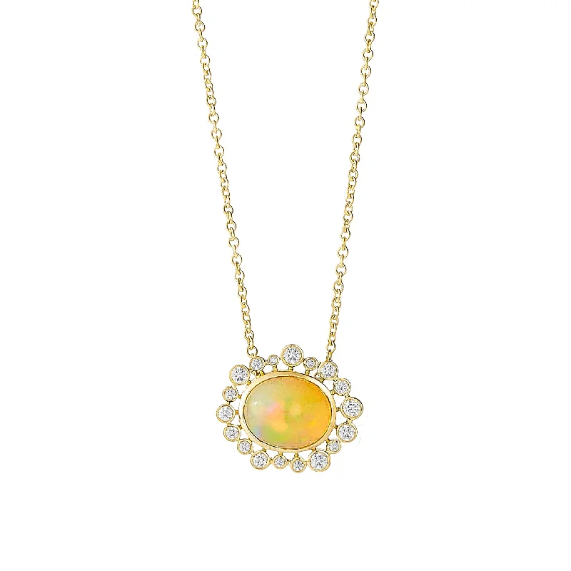 Gold chain necklaces for women-Oval Cabochon Diamond Necklace