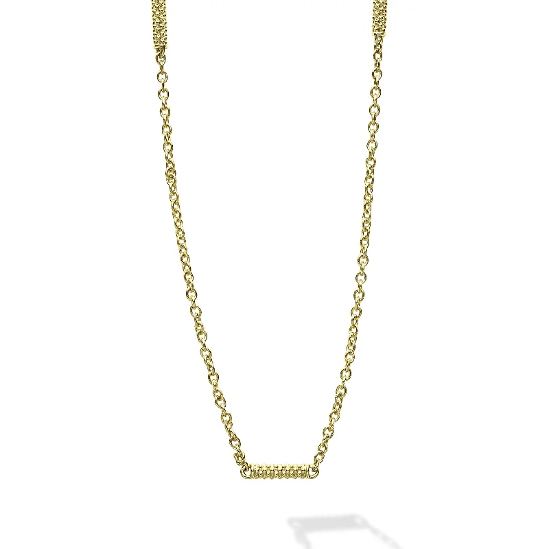 Birthstone necklaces for gifts for women-Signature Caviar 18K Gold Superfine Station Chain Necklace