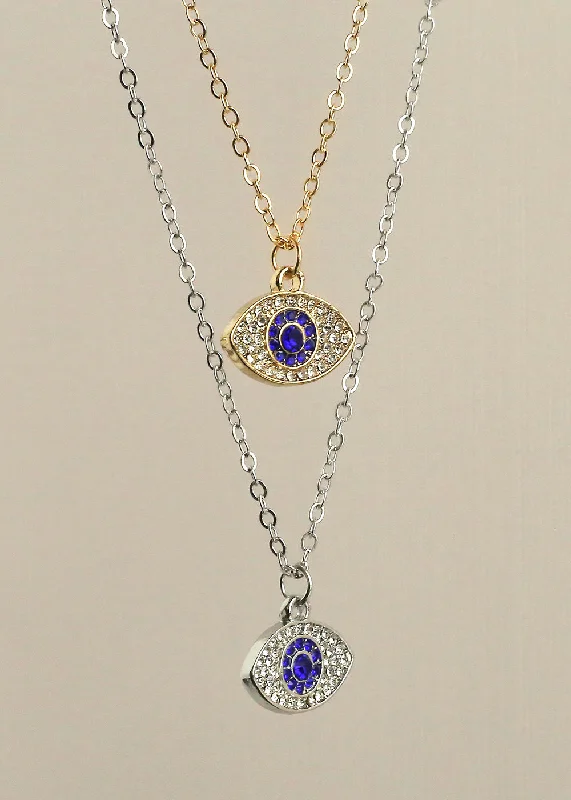 Silver statement necklaces for women-Dazzling Evil Eye Necklace