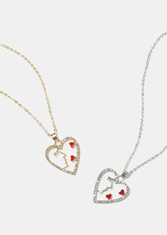 Wedding necklaces for women-Face in Heart Necklace