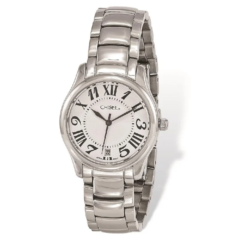 Unisex watch couple’s match -Ladies Chisel Stainless Steel White Dial Watch