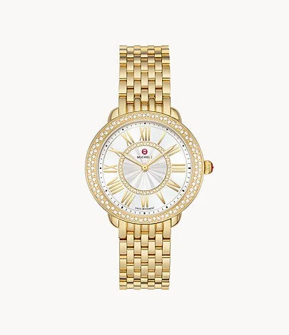 Unisex watch step counter -Michele Serein Mid 18k Gold-Plated Diamond Watch