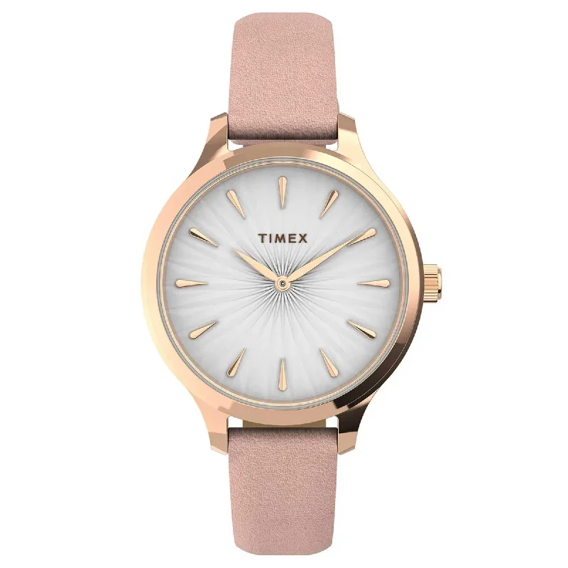 Unisex watch care tips -Timex Women's Quartz Watch - Peyton White Dial Genuine Leather Strap | TW2V06700VQ