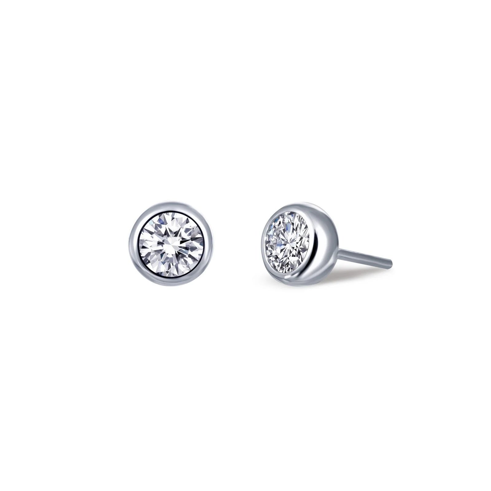 Ladies Earrings Angular -Lafonn Simulated Diamond 0.50ct Bezel Stud Earrings E0212CLP