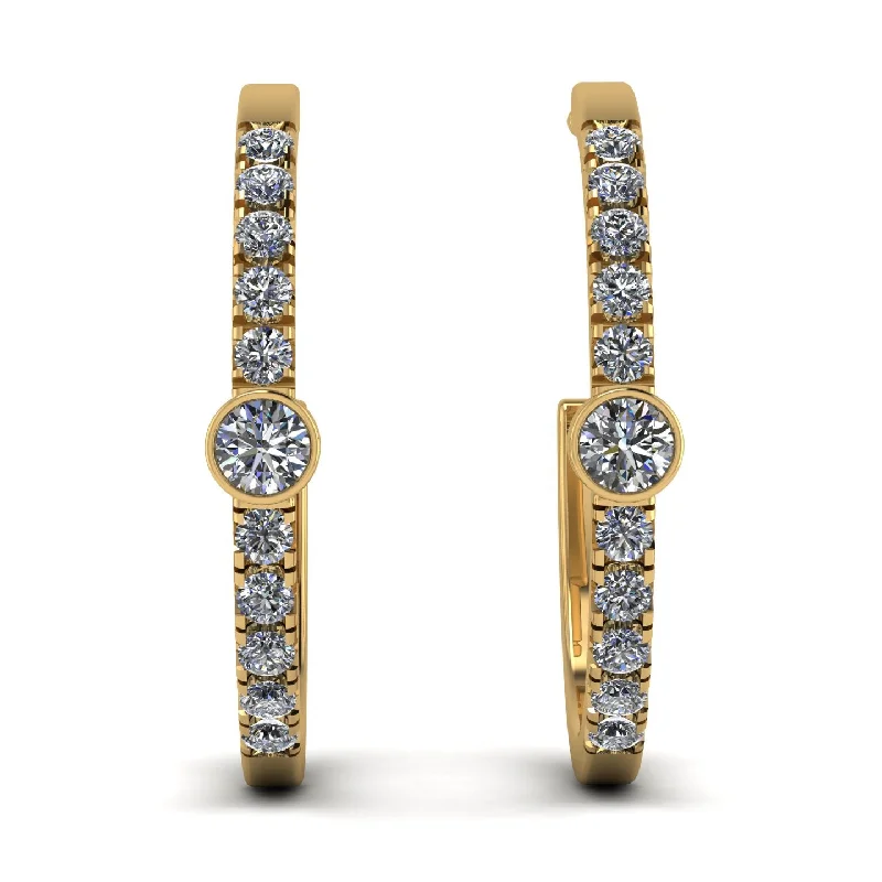 Ladies Earrings Trendy Brand -Hoop Diamond Earrings Micro Pave - Ansley No. 1