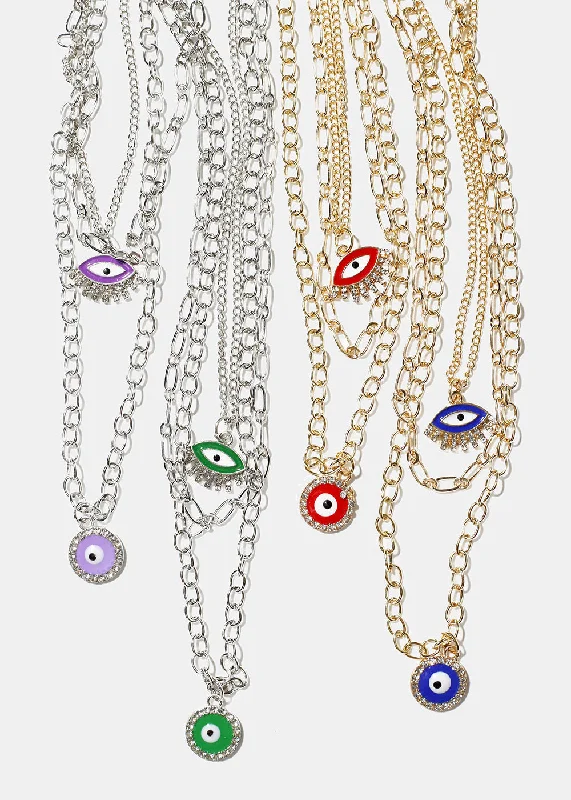 Modern necklaces for women-Layered Evil Eye Necklace