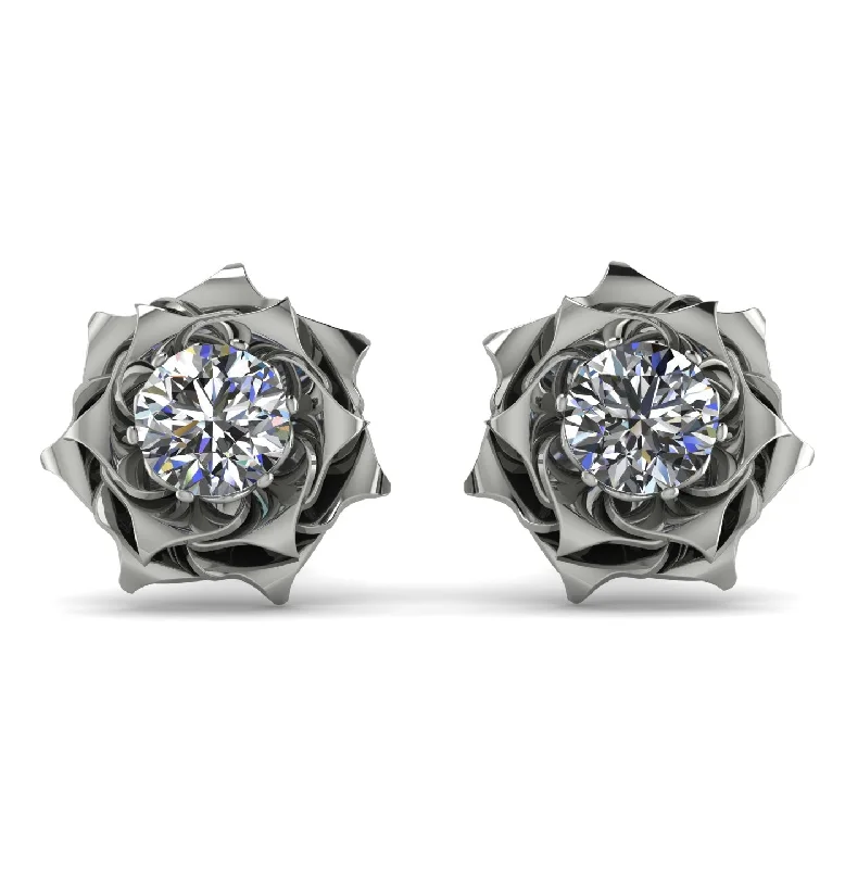 Ladies Earrings Modern -A lady's Rose Diamond Earrings- Elena no. 3