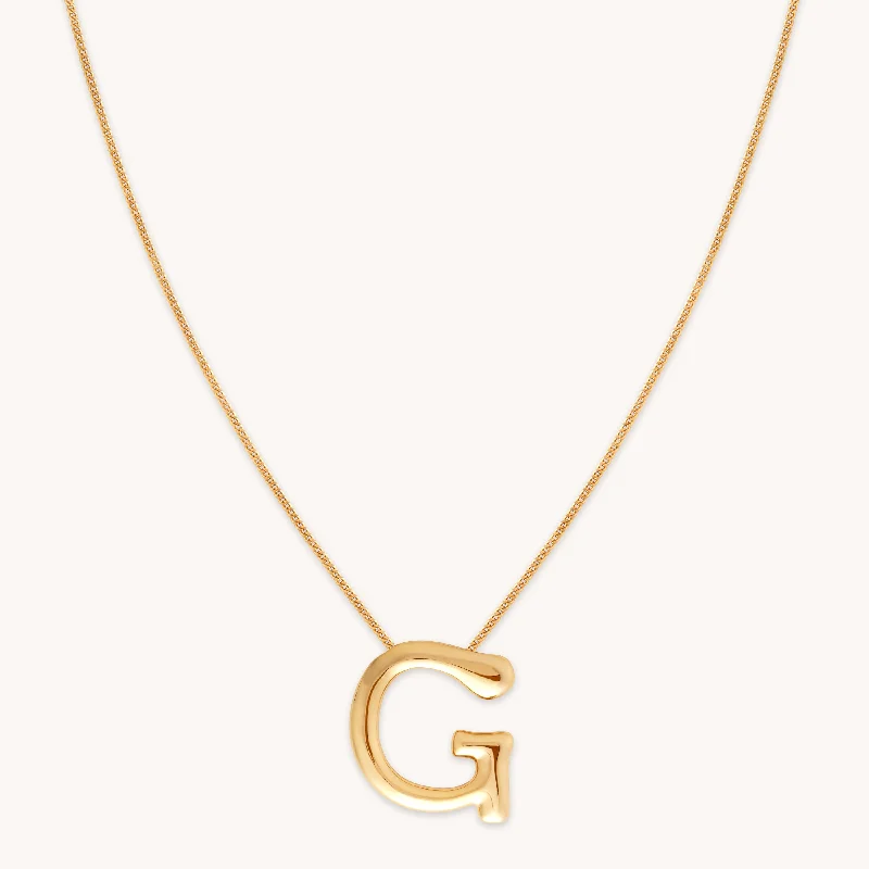 Gold heart necklaces for women-G Initial Bold Pendant Necklace in Gold