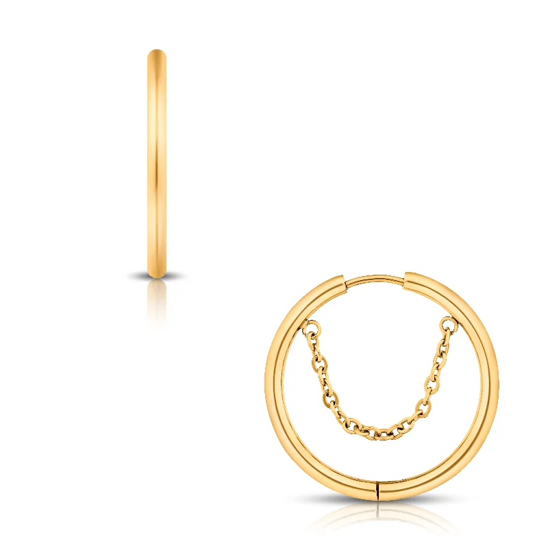 Two-tone necklaces for women-Pippa Chain Hoop Earring