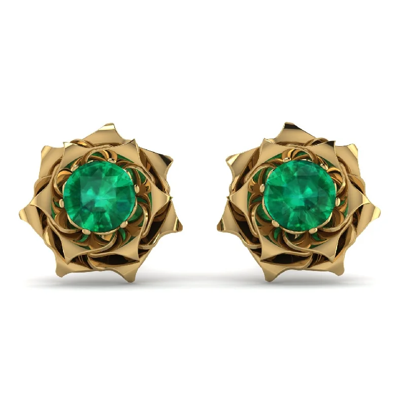 Ladies Earrings Sparkly -A lady's Rose Emerald Earrings- Elena no. 4