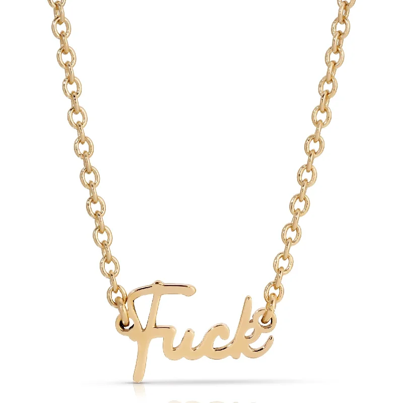 Bridesmaid necklaces for women-Dainty Script Fuck Necklace