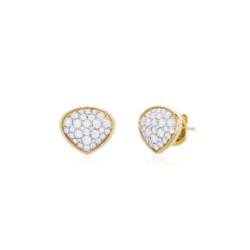 Ladies Earrings Link -Pave Bezel Set Diamond Stud Earrings