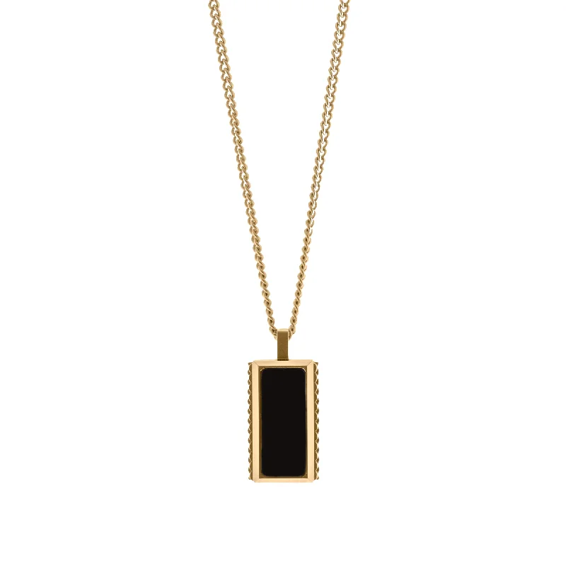 Custom engraved necklaces for women-Hatton Gemstone Necklace Black Onyx/18K Gold Adjustable 60-70cm/24-28'