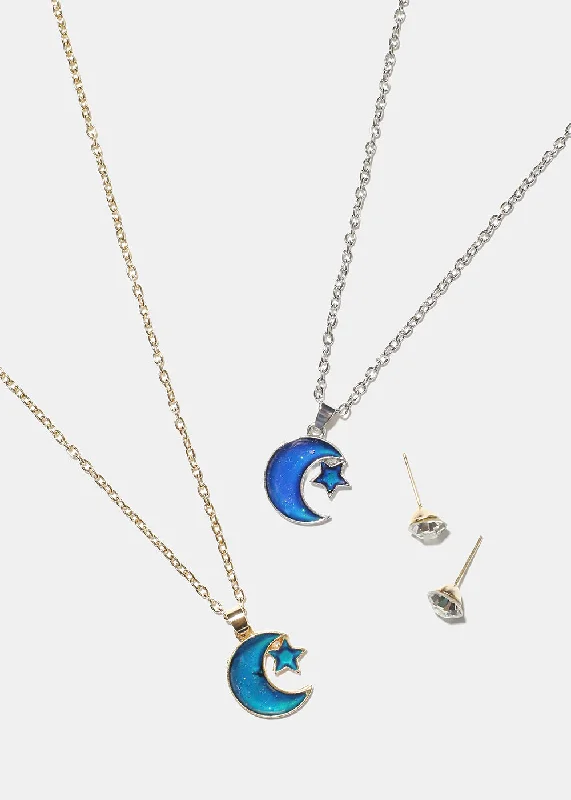 Pearl necklaces for women-Crescent Moon Mood Necklace