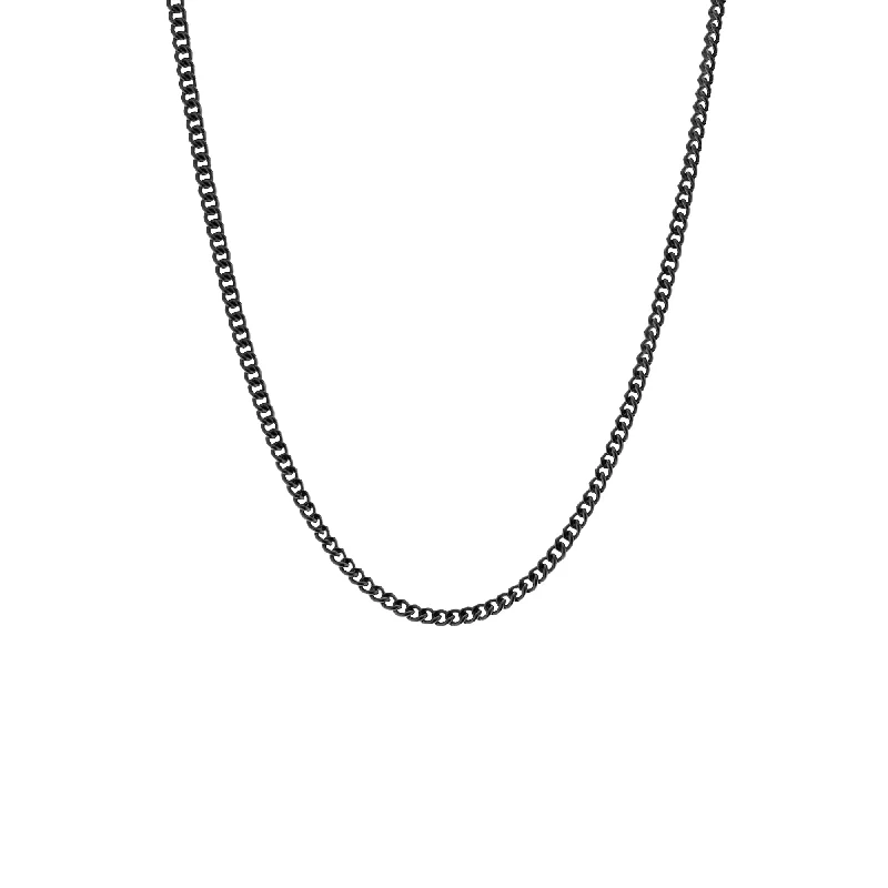 Bold statement necklaces for women-Minimal Chain Necklace Black Adjustable 50-60cm/20-24'