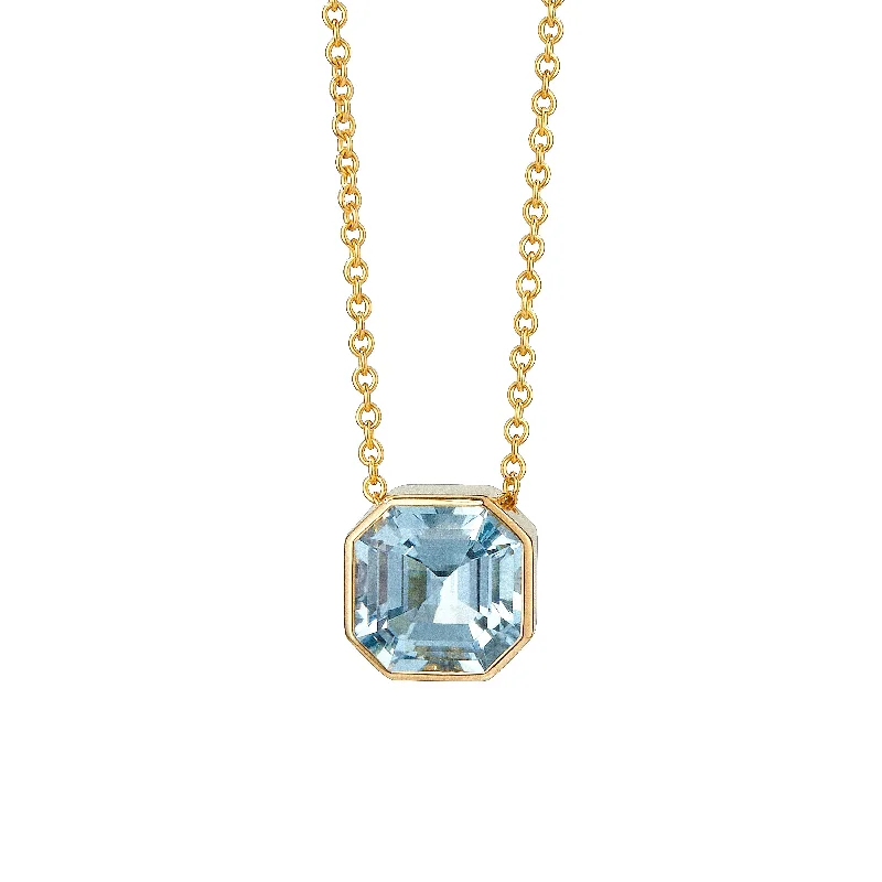 Rose gold necklaces for women-Asscher Cut Necklace