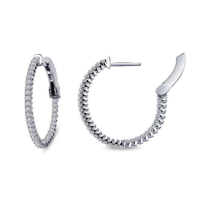 Ladies Earrings Popular -Lafonn Simulated Diamond 1.20ct Inside Out 25mm Hoop Earrings E3005CLP