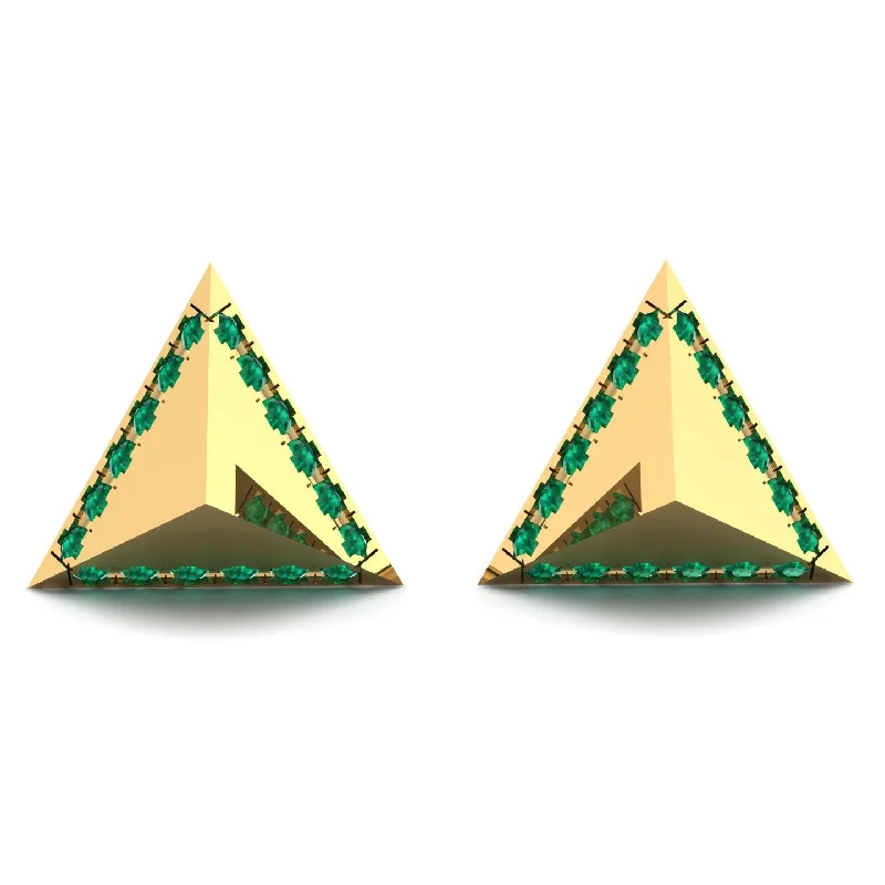 Ladies Earrings Hypoallergenic -Triangle Emerald Earrings Geometrical - Milan No. 4