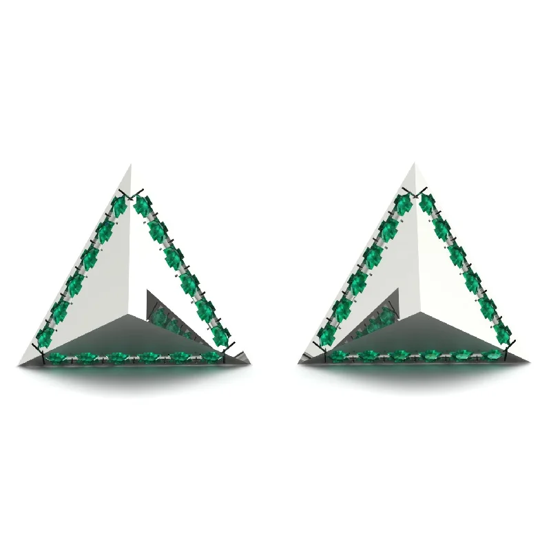 Ladies Earrings Nickel Free -Triangle Emerald Earrings Geometrical - Milan No. 6