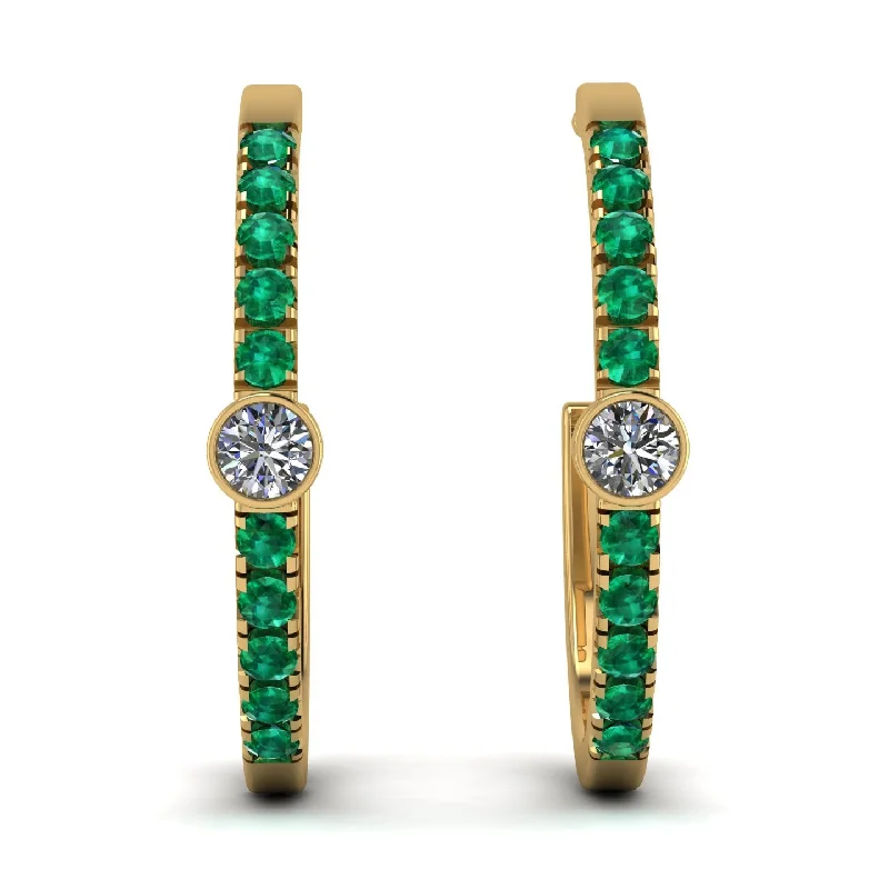 Ladies Earrings Name -Hoop Diamond Earrings Micro Pave - Ansley No. 16