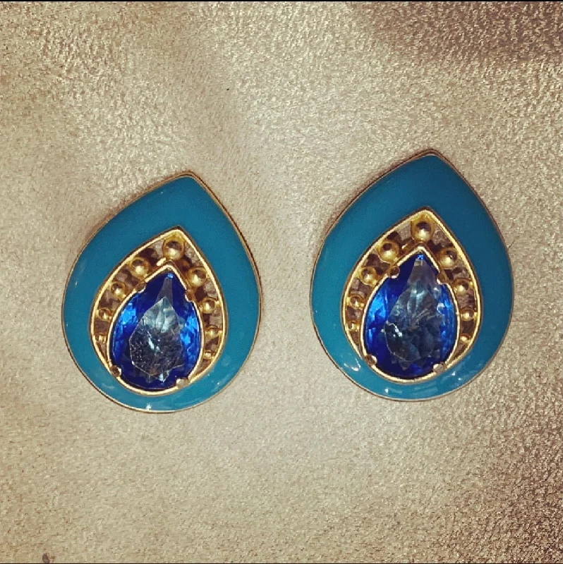 Ladies Earrings Understated -Yves Saint Laurent Turquoise blue clip on earrings