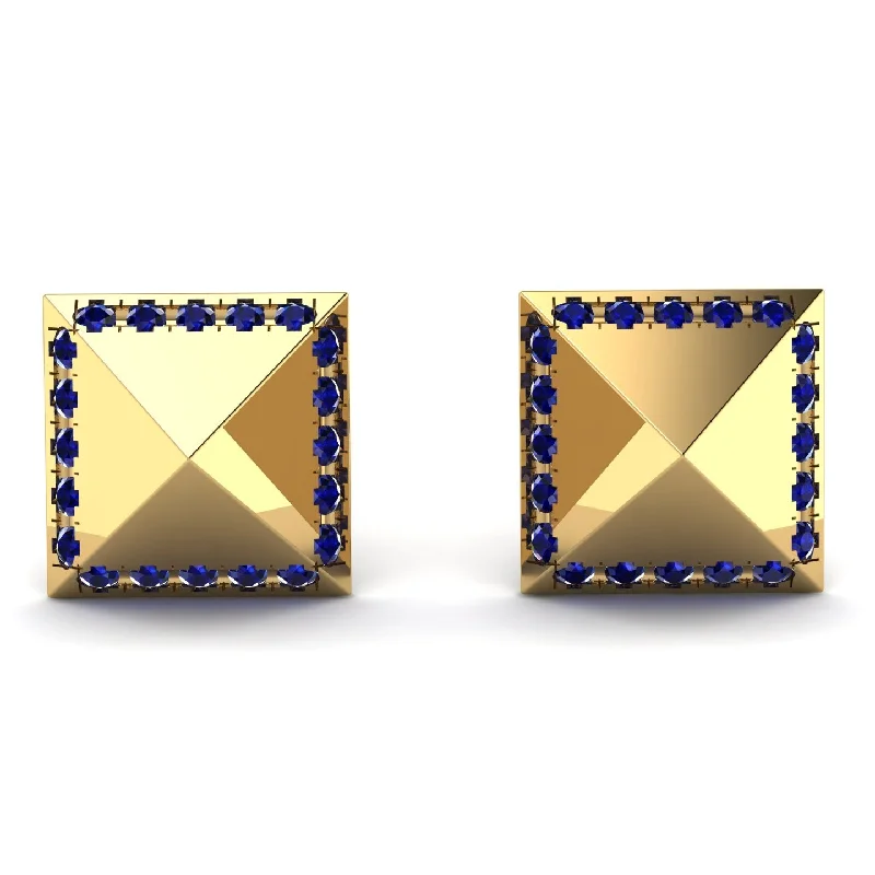 Ladies Earrings Set -Square Sapphire Earrings - Elora No. 13