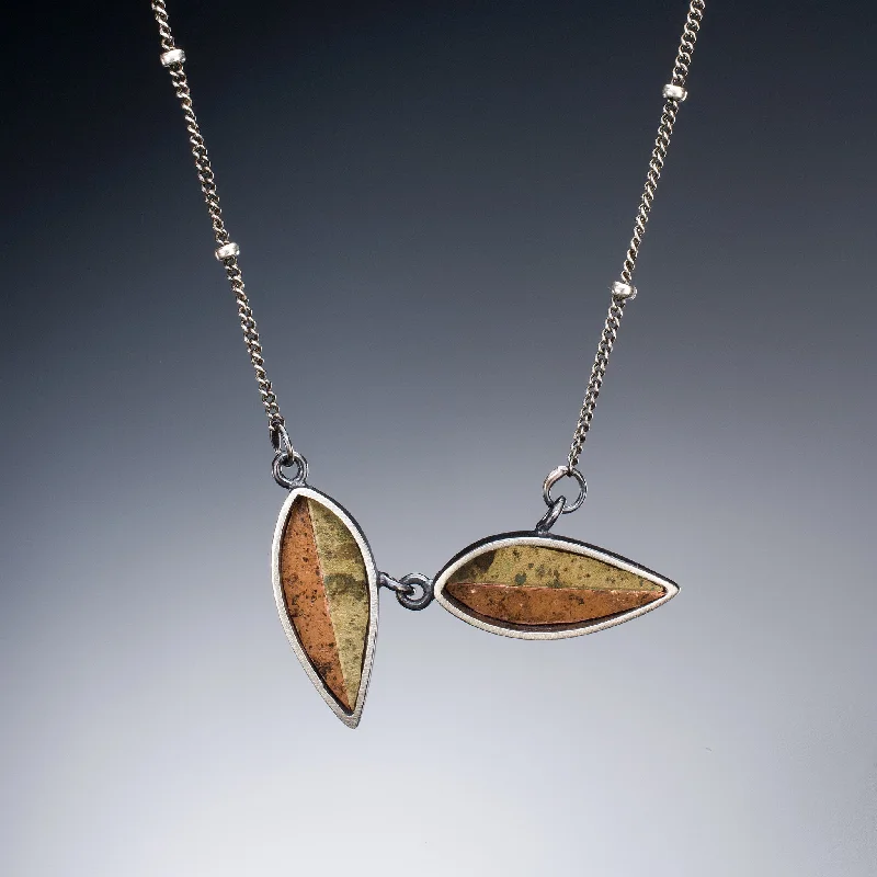 Birthstone necklaces for women-Mosaic Leaf Necklace