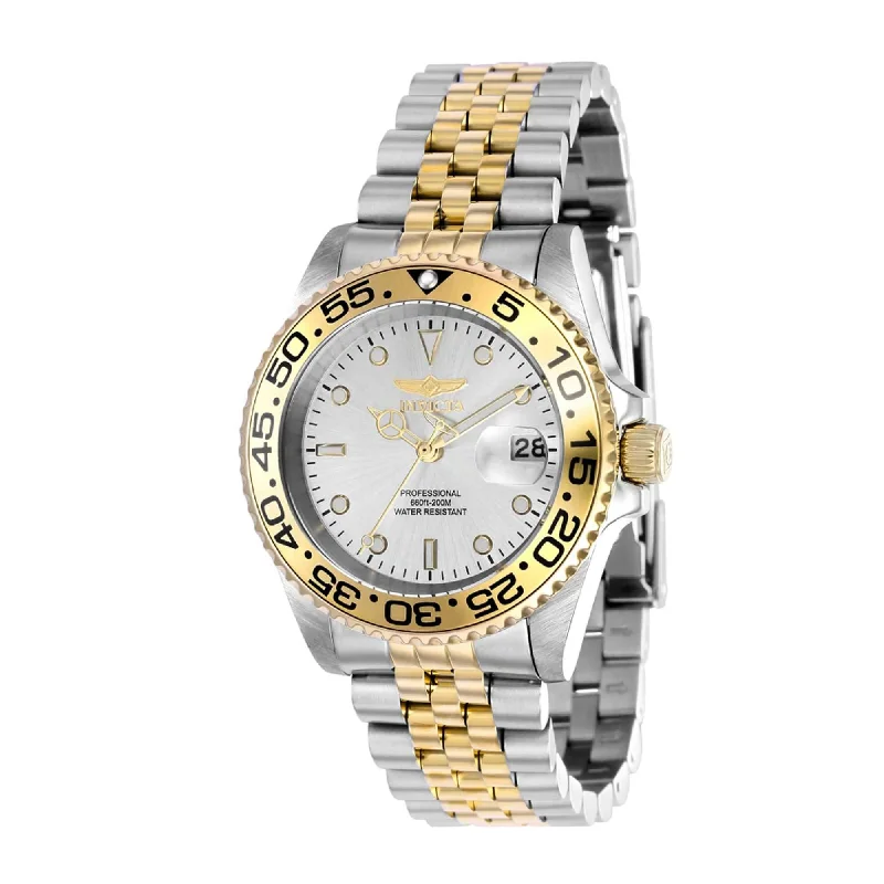 Unisex watch white strap -Invicta Women's Watch - Pro Diver Silver Tone Dial Date Display Rotating Bezel | 37162