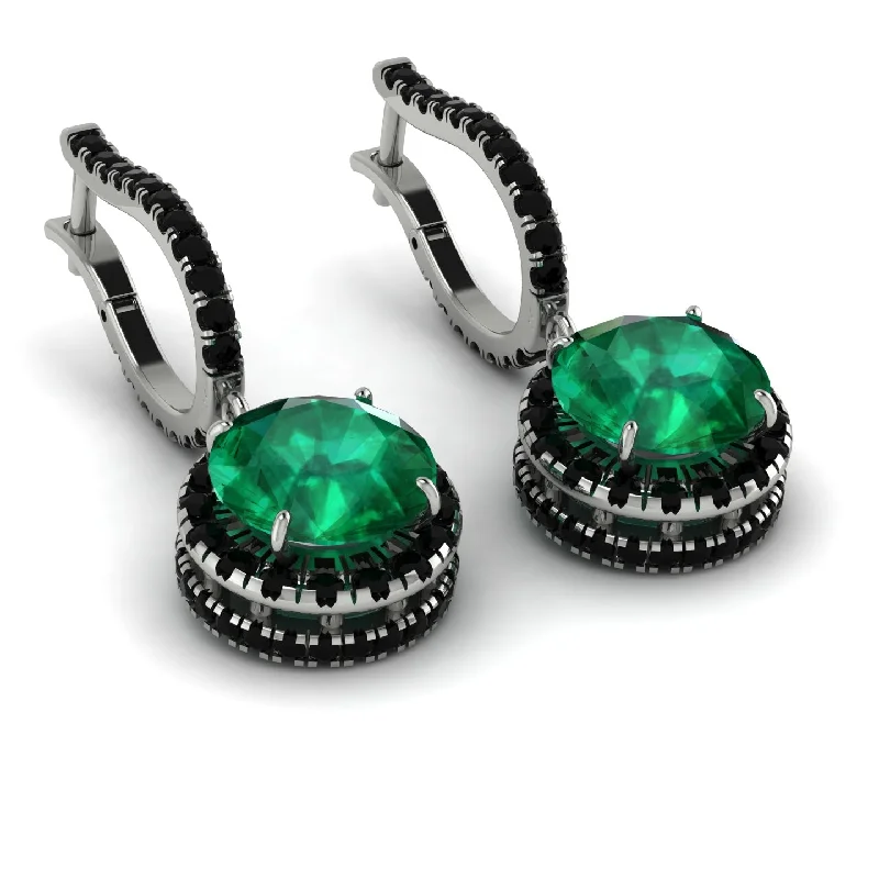 Ladies Earrings Earthy -Hidden Halo Emerald Hoop Earrings - Catalina No. 36