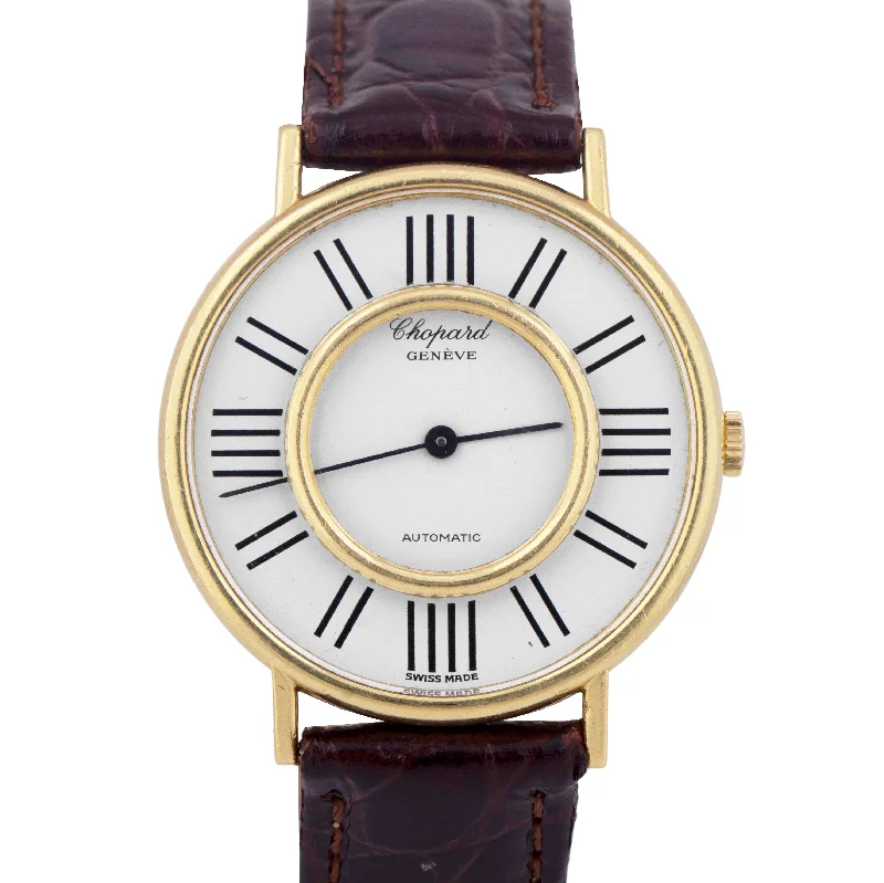 Unisex watch niche brands -Chopard Geneve Automatic 1049 White 34mm 18K Yellow Gold Leather Automatic Watch