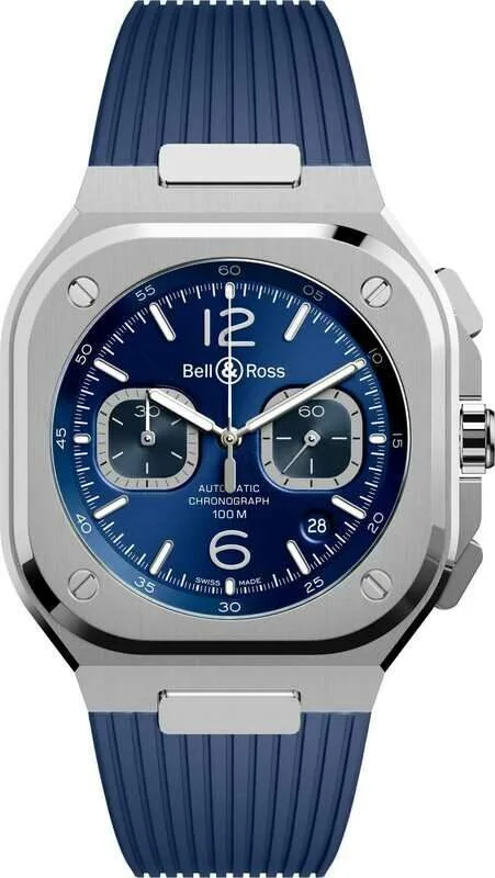 Unisex watch spring release -Bell & Ross BR 05C Blue Stainless Steel Chronograph Watch