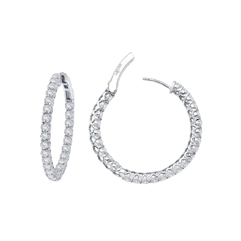 Ladies Earrings Limited Edition -Lafonn Simulated Diamond 2.00ct Inside Out 20mm Hoop Earrings E3018CLP