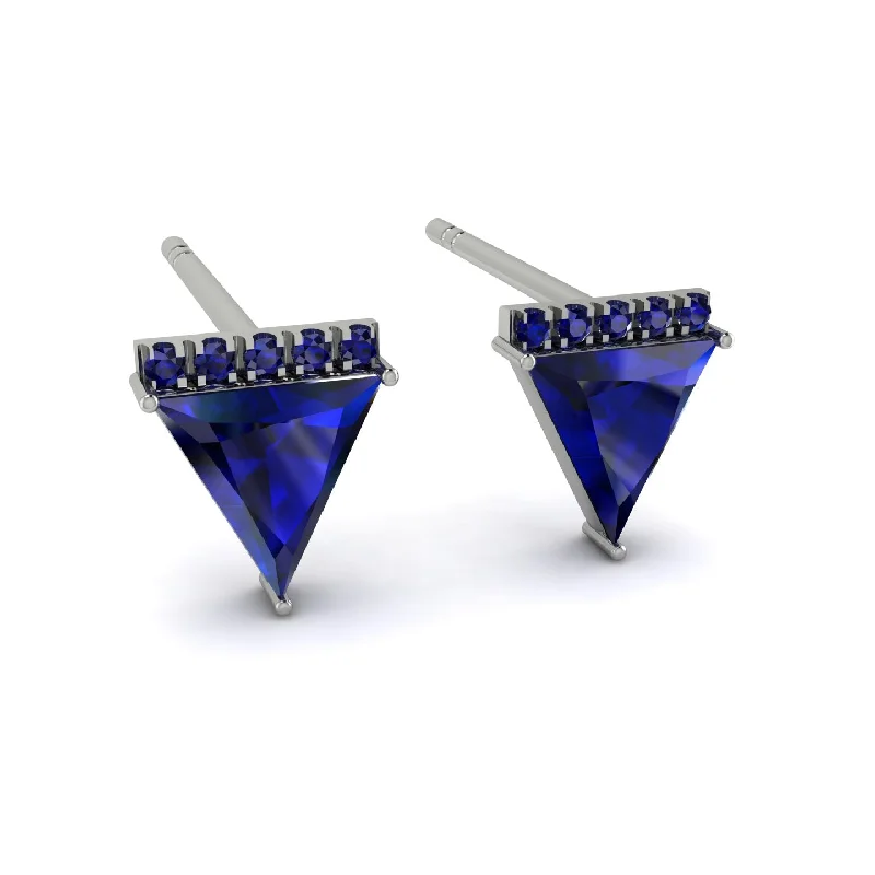 Ladies Earrings Metal -Triangle Sapphire Earrings Stud - Kairi No. 15